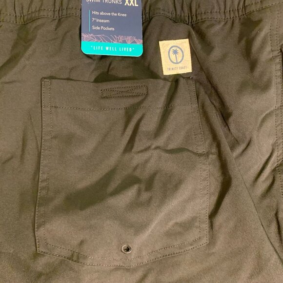 Trinity Coast XXL Black Swim Trunks 7" Inseam Side Pockets Super Comfy Beachw - Picture 3 of 9